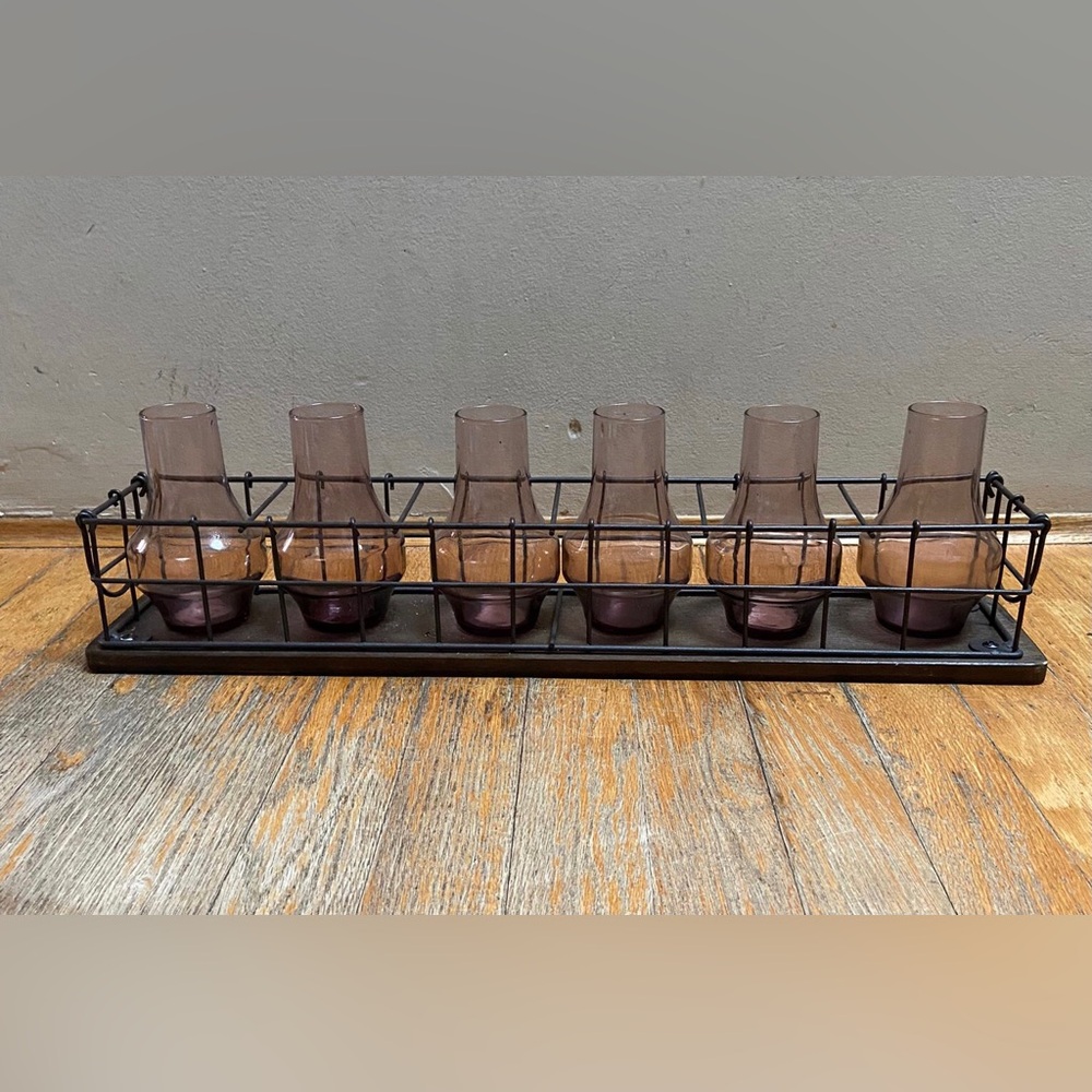 Vintage Olika bud Vases from Ikea with carrying display basket (set of 6 vases)